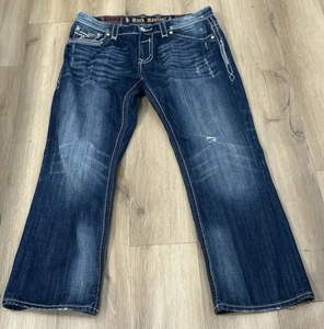 ROCK REVIVAL Herren Jeans Troy Relaxed Straight Distressed Denim Blau Größe 38 - Bild 1 von 9