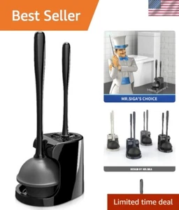 Toilet Plunger and Bowl Brush Combo for Bathroom Cleaning, Black, 1 Set - Picture 1 of 7