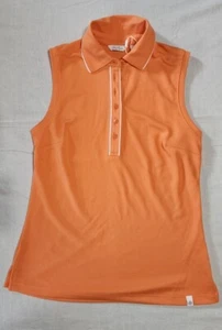Lady Hagen Women's Piped Sleeveless Golf Polo Size XSMALL Fresh Mandarin Orange - Picture 1 of 2