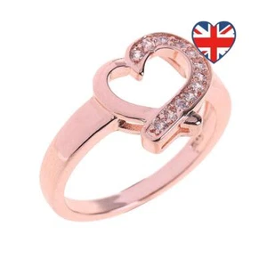 Glisten Heart Finger Ring Diamante Jewelry 18K Gold Filled USA #7 - Picture 1 of 12