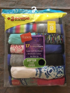 Hanes Girls Hipster Tagless 17-Pair Underwear No Ride Up Multi-Color Size 8 NEW - Picture 1 of 2