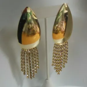 Pendientes largos colgantes de pasarela con diamantes de imitación transparentes en tono dorado - Imagen 1 de 4