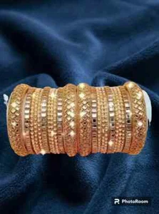 Bollywood Bridal Fashion Gold Plated Faux Kundan Indian Jewelry Women Bangle Set - Picture 1 of 3