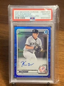 2020 BOWMAN CHROME 1st KEN WALDICHUK PSA 10 - SAPPHIRE EDITION AUTO Gem Mint - Picture 1 of 2