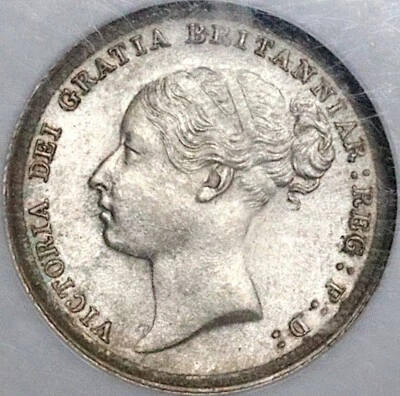 Moeda de prata esterlina 1884 NGC MS 64 Victoria 6 pence Grã-Bretanha (24061201C) - Imagem 1 de 4