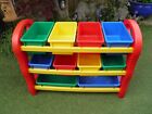 Brightly Coloured Childrens Storage Unit With 10 Boxes