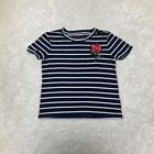 Aero Girls Tee Size Xs Short Sleeve Blue And White Striped Shirt Sequin Rose