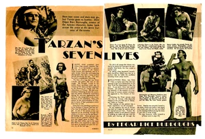 TARZAN'S SEVEN LIVES 1934 ORIGINAL MAGAZINE CLIPPING WEISSMULLER O'SULLIVAN - Picture 1 of 2