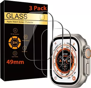 Pack 3 Protecteur d'écran en Verre Trempé pour Apple Watch Ultra 49mm Coque Intégrale - Photo 1 sur 6