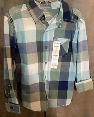 NWT BOYS SONOMA PLAID BUTTON DOWN LONG SLEEVE SHIRT, SIZE 5 - Image 1 of 4