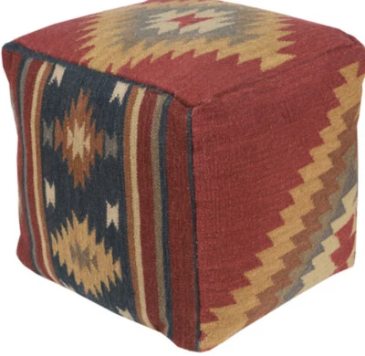 Surya POUF-16 Frontier 18 inch Brick Red Pouf, Cube - Image 1 of 4