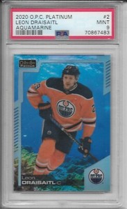 Leon Draisaitl PSA 9 Mint Aquamarine /499 2020-21 O-Pee-Chee Platinum