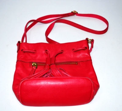 FOSSIL Pink Leather Shoulder Bag Zipper Pockets Crossbody Purse - Image 1 of 4