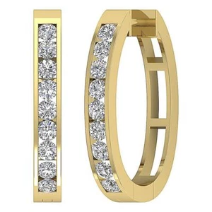 VS F 1.25 Ct Lab Grown Diamond 10K White Gold Hoop Earring Channel Set Appraisal - Picture 1 of 10