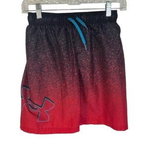 Under Armour Boys Size 14 Swim Trunk Shorts Gradient Red and Black Drawstring - Picture 1 of 4