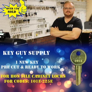 101E-225E key. 1 Key for HON File cabinet locks. cut by locksmith code 101E-225E - Picture 1 of 4