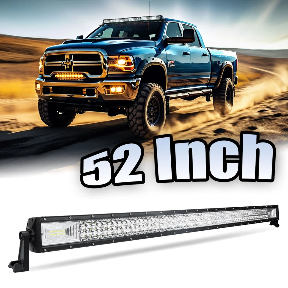 Kit combinado de barra de luz LED de 52" punto de inundación para Dodge Ram 1500/2500/3500 Dakota Foto 1 de 4