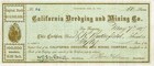 1877 California Dredging & Mining Stock Certificate