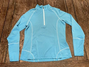PETER MILLAR women's M medium blue E4 Wicking 50+ UPF 1/4 zip Golf pullover WOW - Picture 1 of 3