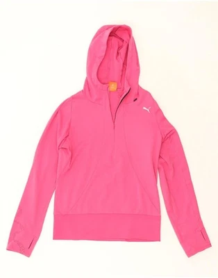 PUMA Womens Zip Neck Hoodie Jumper UK 8 Small Pink Polyester BD15 - Image 1 of 3