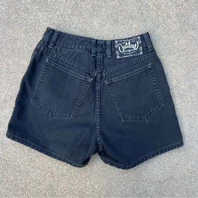 Vintage 90s outlaw beware of imposters high rise black Jean Shorty shorts Size 5 - Image 1 of 4