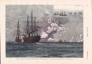 US TENNESSEE NAVAL DRILL PENSACOLA FLORIDA 11x16 HAND COLORED ENGRAVING Read 139 - Picture 1 of 2