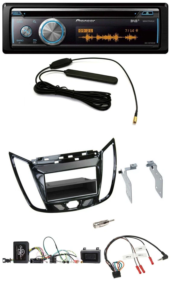 Pioneer CD USB Bluetooth DAB Lenkrad Autoradio für Ford C-Max Kuga Klavierlack s - Bild 1 von 4