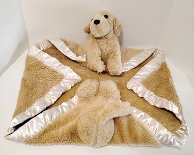 My Banky Britta Baby Lovey Security Blanket Lab Puppy Dog Satin Trim 27" - Image 1 of 4