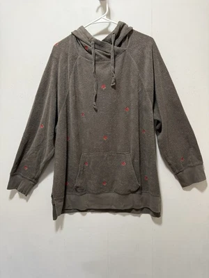 ROSA Victoria’s Secret Gris Bordado Rosas Acogedora Sudadera con Capucha de Vellón para Mujer Talla L Foto 1 de 4