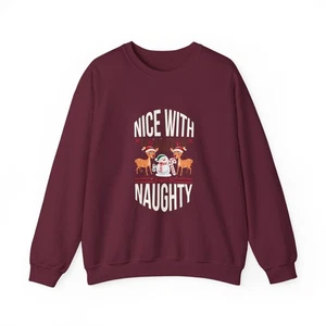 Nice with Naughty Sweatshirt, Holiday Crewneck, Weihnachtsgeschenk, Unisex […] - Bild 1 von 26