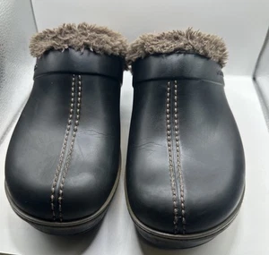 Crocs Cobbler 11552 Women's Black Brown Faux Fur Slip On Mule Clog Shoes Size 9 - Picture 1 of 6