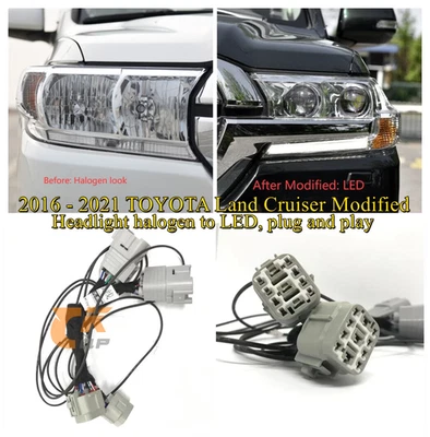 Chicote de fios adaptador para 2016-2021 TOYOTA Land Cruiser farol halogênio para LED - Imagem 1 de 4