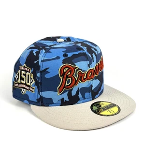 New Era Atlanta Braves 59FIFTY Sombrero Ajustado Azul Camuflaje MLB 150º Talla 7 5/8 Nuevo con Etiquetas - Imagen 1 de 8