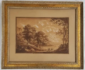 1817 French School Landscape Ink w/ Chalk Landscape Drawing Signed P. La Croix - Picture 1 of 9