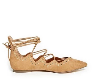 $45 G By Guess Women's Rawlins Lace Up Flat Pointed Toe Chestnut Sandals Sz 7.5 - Picture 1 of 5