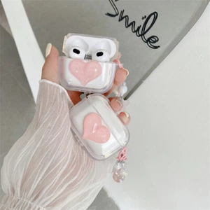 Glitter Pink Lover Heart Protective Case For AirPods 4 Pro 1/2 Shockproof Cover - Photo 1 sur 12