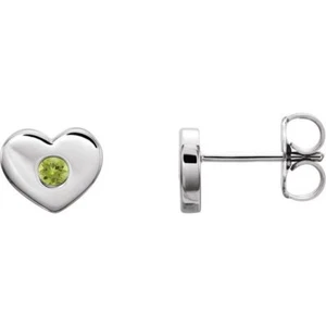 Natural Peridot Heart Earrings In Sterling Silver - Imagen 1 de 2