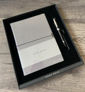 HUGO BOSS A5 MONOGRAM COVER NOTEBOOK & PEN SET BNIB - Picture 1 of 12
