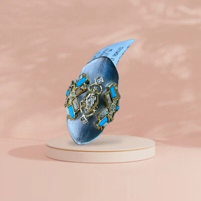 Anillo Beatle 100% Auténtico Alexis Bittar Lucite Oro Cálido Corte Gebril Raro Foto 1 de 4