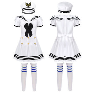 Kids Girls School Uniform Sailor Dress Cosplay Costume Chorus Performance Outfit