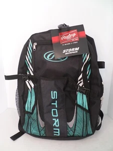 Rawlings STORM Backpack Black Teal Medium New with Tag Baseball Softball - Picture 1 of 12
