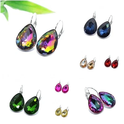 KRISTALL Tropfen Brisur Ohrhänger Ohrringe silber EDELSTAHL Glas  13x18mm - Bild 1 von 3