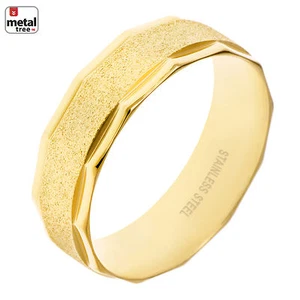 Men's Women's 7 MM Stainless Steel Wedding Classic Diamond CUT Sand Blast Ring - Picture 1 of 6