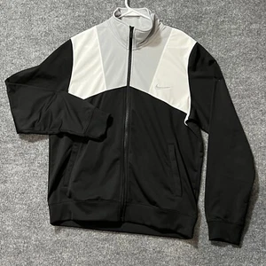 mens nike color block full zip athletic jacket size L blk/wht/gray - Picture 1 of 5