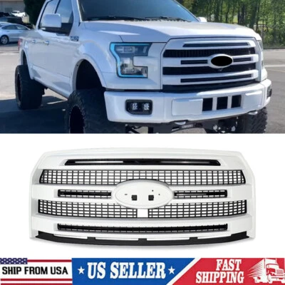 For 2015 2016 2017 Ford F-150 F150 Platinum Oxford White Front Grille W/ Camera - Image 1 of 4