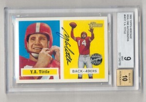 Y.A. TITTLE 2002 TOPPS HERITAGE REAL ONE AUTOGRAPH AUTO MINT BGS 9 10