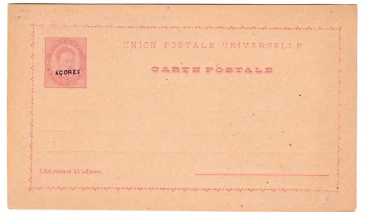 Azores Unused Postal Stationery with Portugal King Luis I Acores Orange - Image 1 of 2