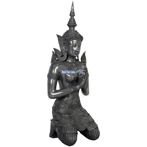 Buddha Buddah Figur Statue Thai Gott Göttin Glück Aluminium Optik Thailand - Bild 1 von 5