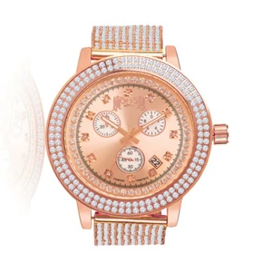 Genuine Diamond Mens Jojino/Joe Rodeo Rose Gold 2 Row Bezel Custom Band Watch - Picture 1 of 8