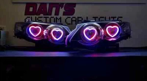 FITS FORD FG FALCON XR6 XR8 MK2 HEADLIGHTS W/ PROJECTORS AND HEART CHASING HALOS - Picture 1 of 4